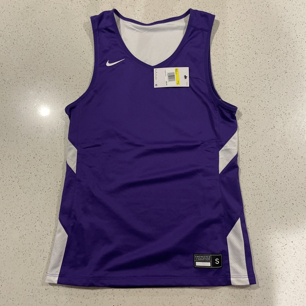 Nike Team Mens Size S Dri-FIT Reversible Basketball Practice Jersey Purple White